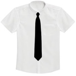 White Long Sleeved Shirt With Black Tie