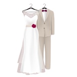 Stylish Wedding Suit and Bridal Dress