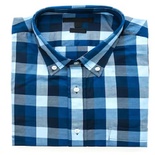 Dark Blue Light Blue Grey Checked Shirt