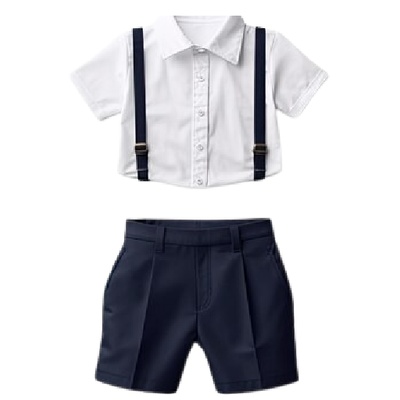 White Shirt With Dark Blue Dressing Pullers and Shorts