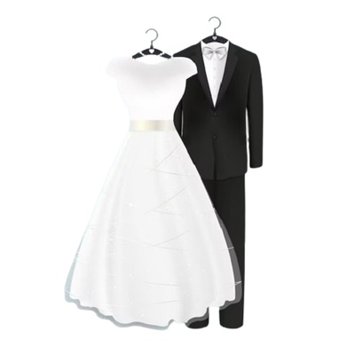 Glamorous Wedding Suit and Bride Dress