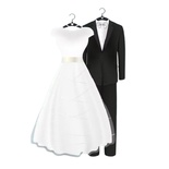 Glamorous Wedding Suit and Bride Dress
