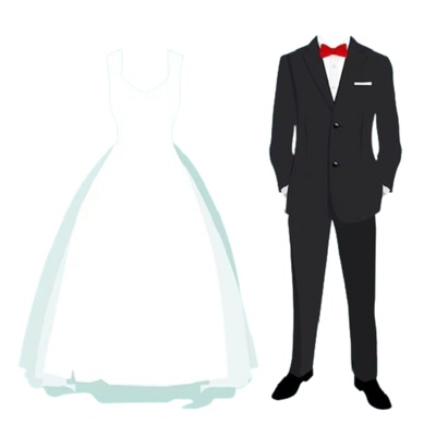 Bridegrooms Suit and Beautiful Wedding Dress