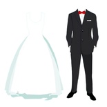 Bridegrooms Suit and Beautiful Wedding Dress