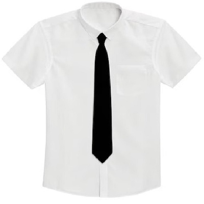 White Long Sleeved Shirt With Black Tie