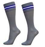 Grey with Blue and White Stripes Socks