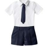 White Shirt With Dark Blue Tie and Shorts